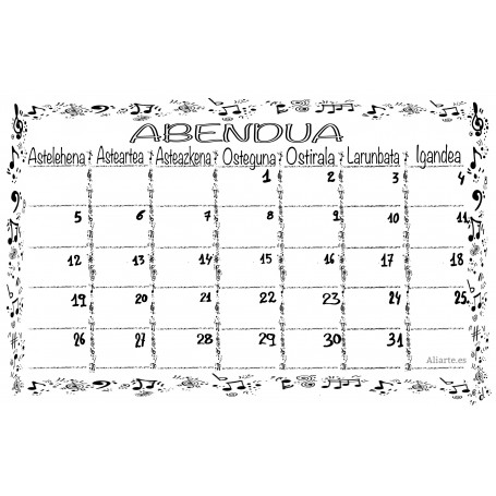 Calendario Musical  DICIEMBRE 2022 (Euskera)